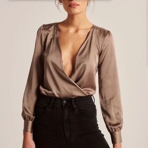 NWOT Satin Long sleeve Wrapped Abercrombie and Fitch Bodysuit